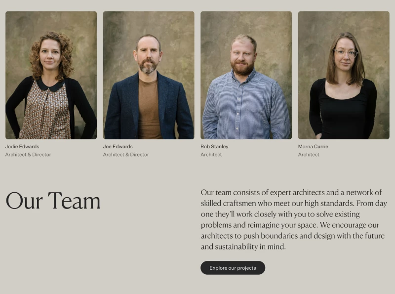 Screenshot of a component from a project with Chapter Architects, highlighting UX, UI and brand refinement work.